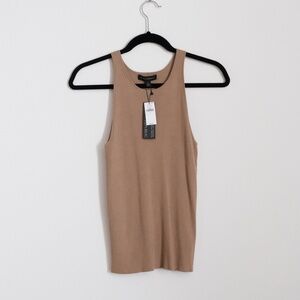 NWT Banana Republic halter ribbed tan Lenzing Ecovero sweater tan tank Size S